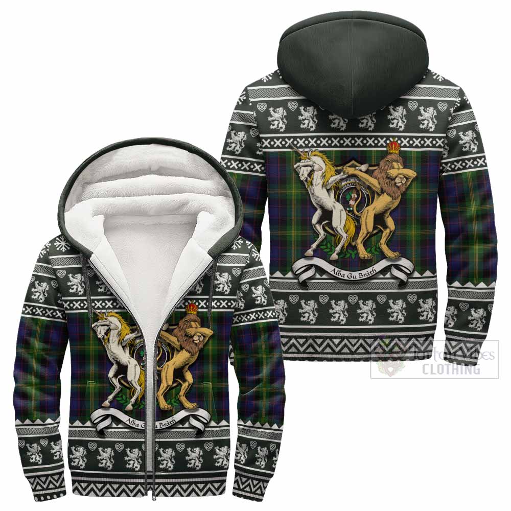 Watson Clan Tartan Crest Christmas Fleece Hoodie Coat of Arms Funny Style - Tartan Vibes Clothing