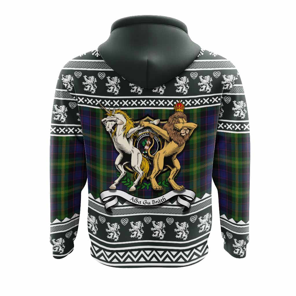 Watson Clan Tartan Crest Christmas Hoodie Coat of Arms Funny Style - Tartan Vibes Clothing