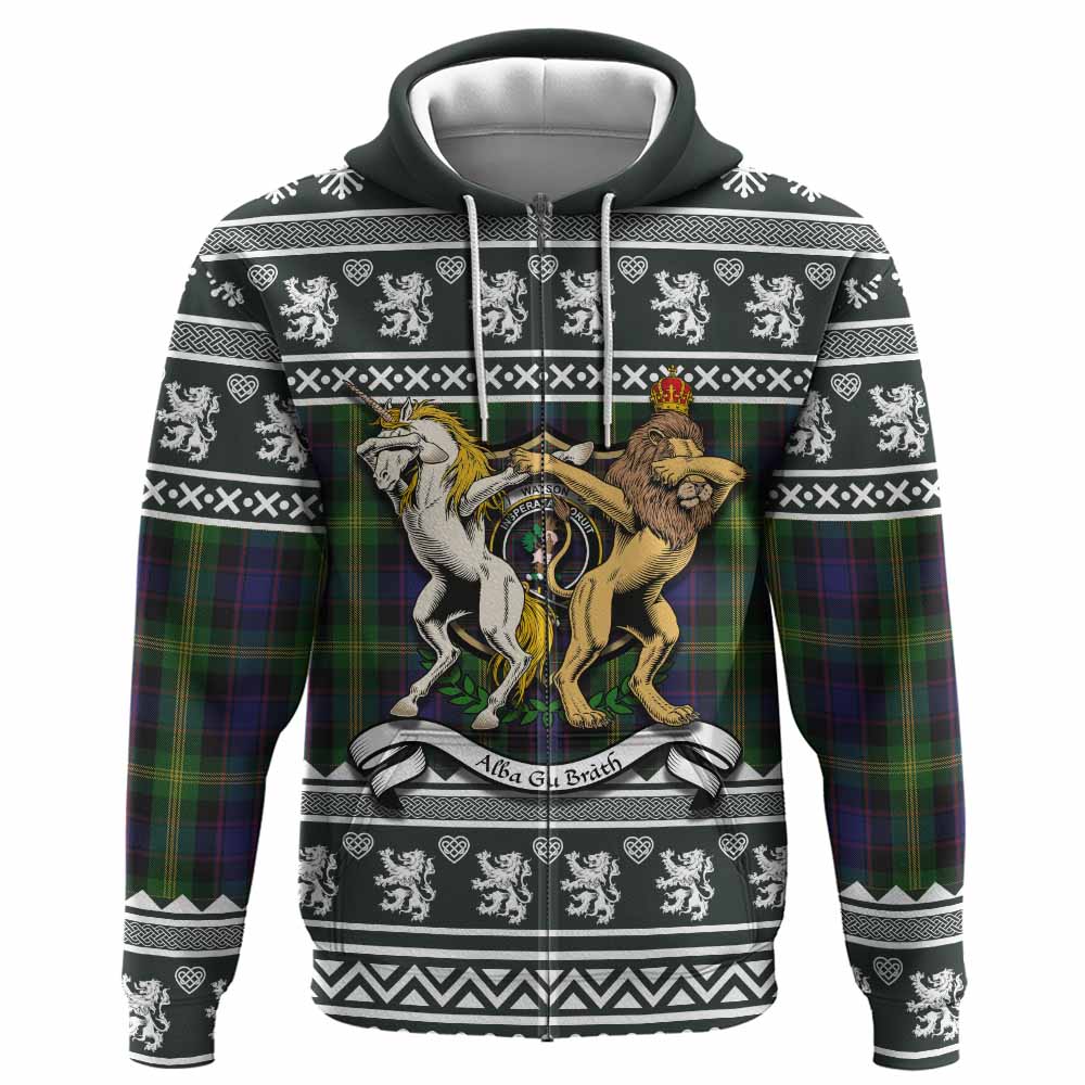 Watson Clan Tartan Crest Christmas Hoodie Coat of Arms Funny Style - Tartan Vibes Clothing