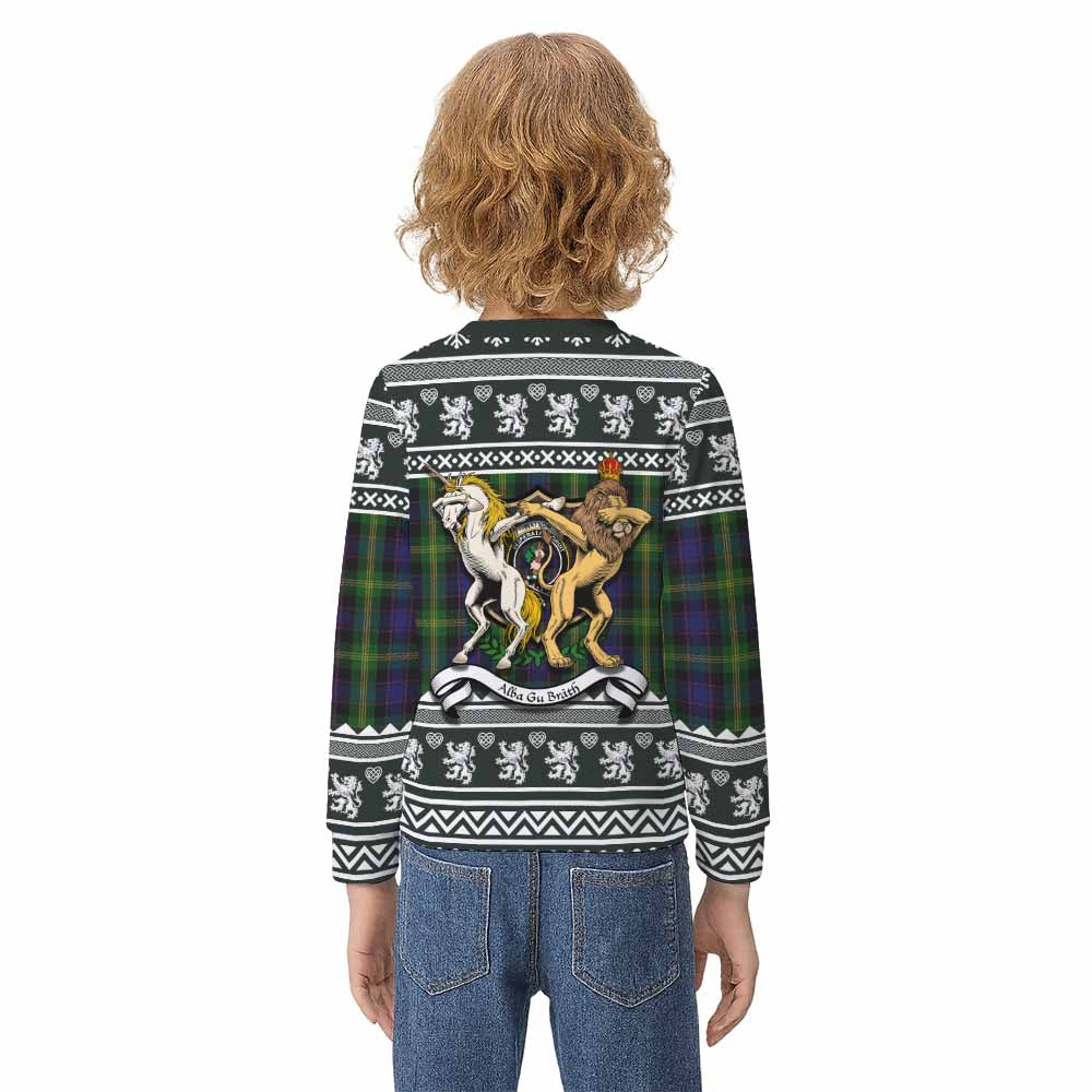 Watson Clan Tartan Crest Christmas Kid Ugly Sweatshirt Coat of Arms Funny Style - Tartan Vibes Clothing