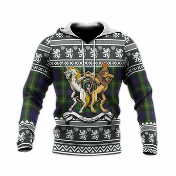 Watson Clan Tartan Crest Christmas Knitted Hoodie Coat of Arms Funny Style