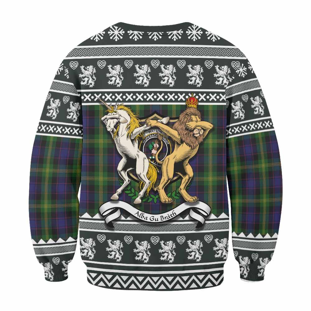 Watson Clan Tartan Crest Christmas Sweatshirt Coat of Arms Funny Style - Tartan Vibes Clothing
