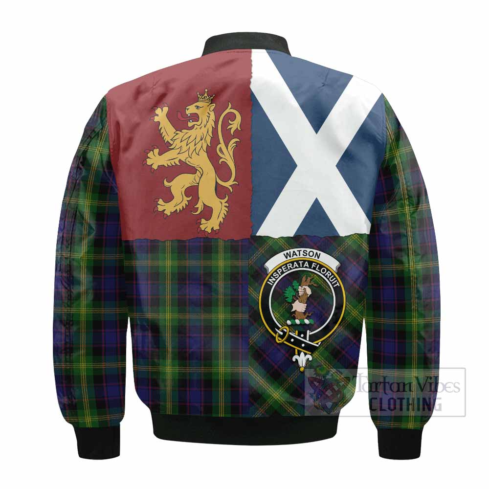 Watson Crest Tartan Bomber Jacket with Lion Rampant Saltire Style