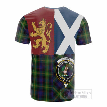 Watson Crest Tartan Cotton T-shirt with Lion Rampant Saltire Style