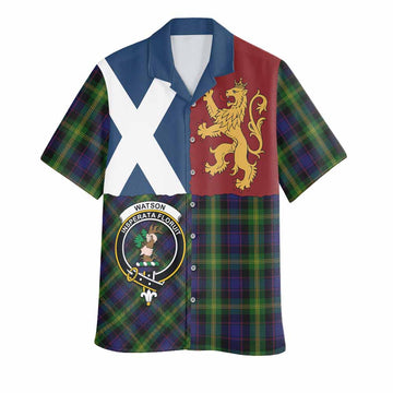 Watson Crest Tartan Hawaiian Shirt with Lion Rampant Saltire Style