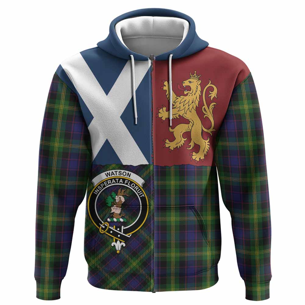 Watson Crest Tartan Hoodie with Lion Rampant Saltire Style