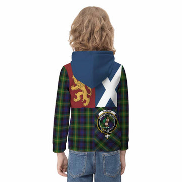 Watson Crest Tartan Kid Hoodie with Lion Rampant Saltire Style