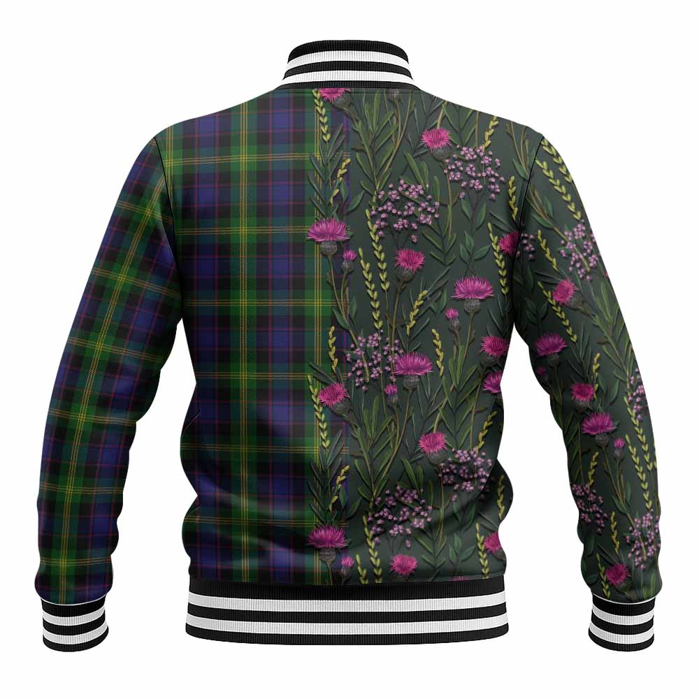 Watson Family Crest Tartan Baseball Jacket Scottish Thistle Flower Pattern Half Style - Tartan Vibes Clothing
