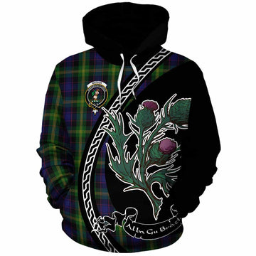 Watson Family Crest Tartan Cotton Hoodie Alba Thistle Inspired