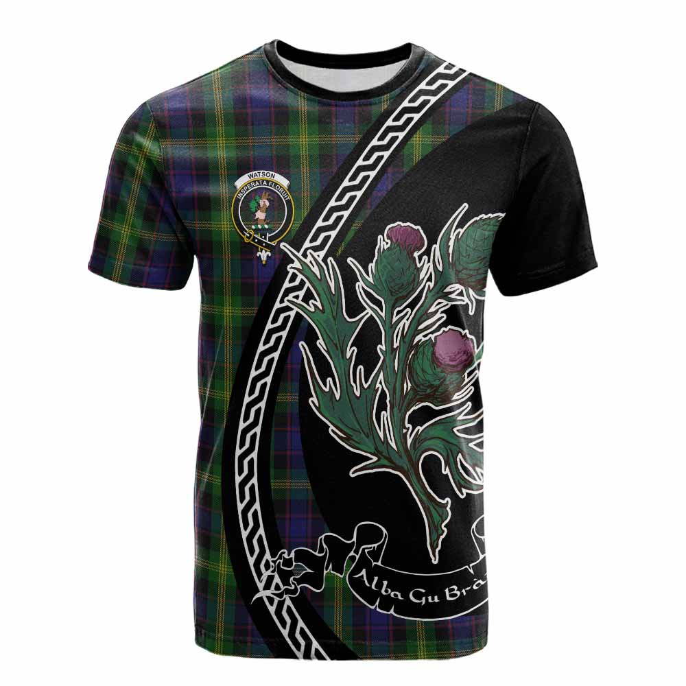 Watson Family Crest Tartan Cotton T-shirt Alba Thistle Inspired - Tartan Vibes Clothing