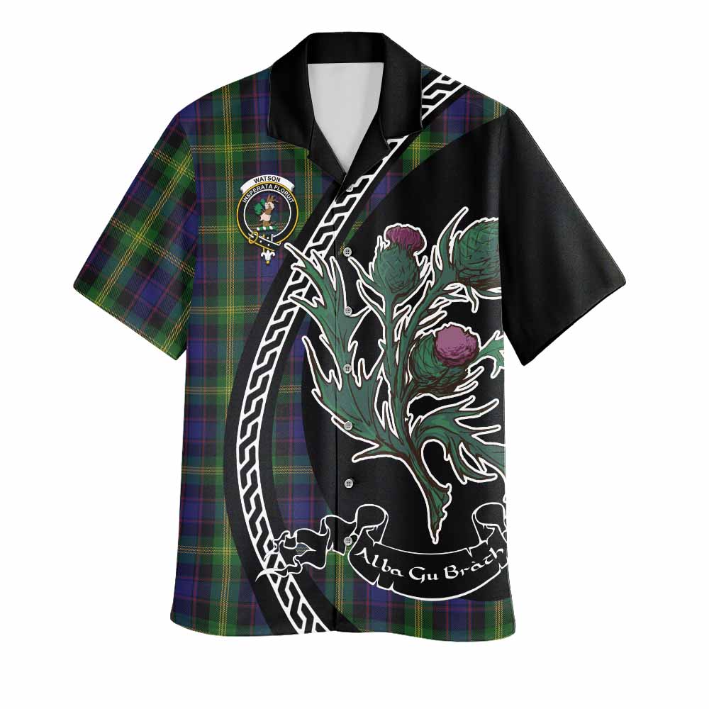 Watson Family Crest Tartan Hawaiian Shirt Alba Thistle Inspired - Tartan Vibes Clothing