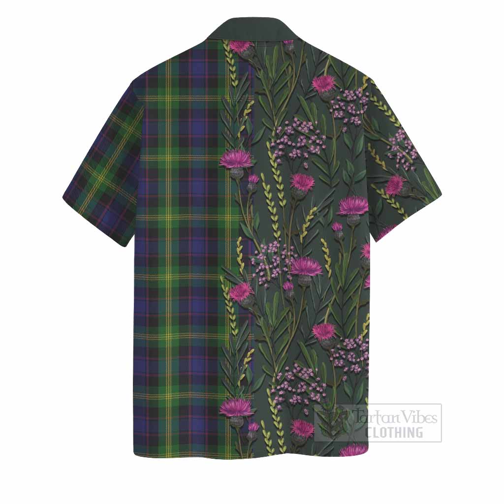 Watson Family Crest Tartan Hawaiian Shirt Scottish Thistle Flower Pattern Half Style - Tartan Vibes Clothing