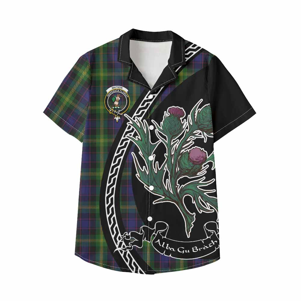 Watson Family Crest Tartan Kid Hawaiian Shirt Alba Thistle Inspired - Tartan Vibes Clothing