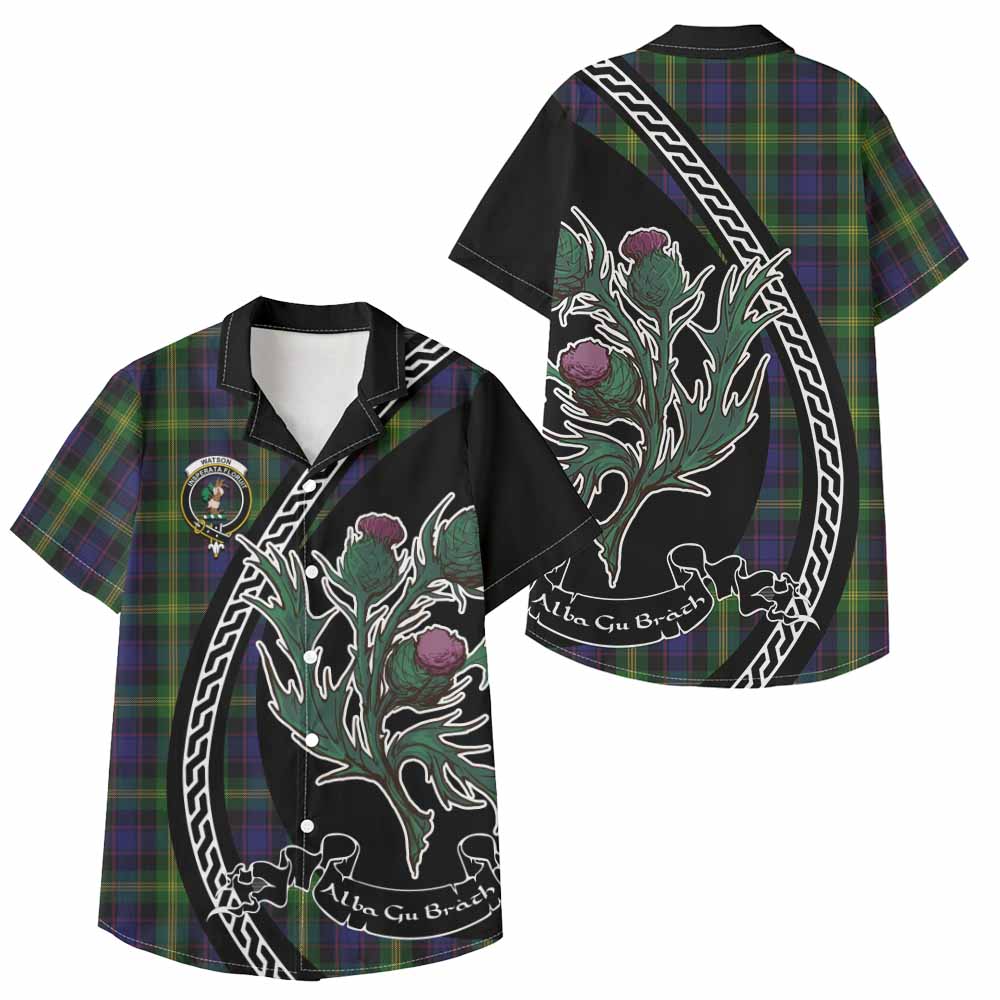 Watson Family Crest Tartan Kid Hawaiian Shirt Alba Thistle Inspired - Tartan Vibes Clothing