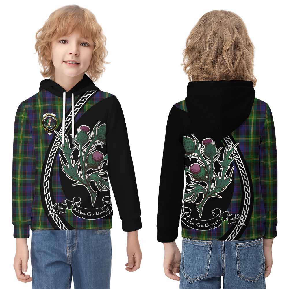 Watson Family Crest Tartan Kid Hoodie Alba Thistle Inspired - Tartan Vibes Clothing