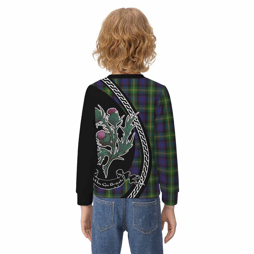 Watson Family Crest Tartan Kid Knitted Sweatshirt Alba Thistle Inspired - Tartan Vibes Clothing