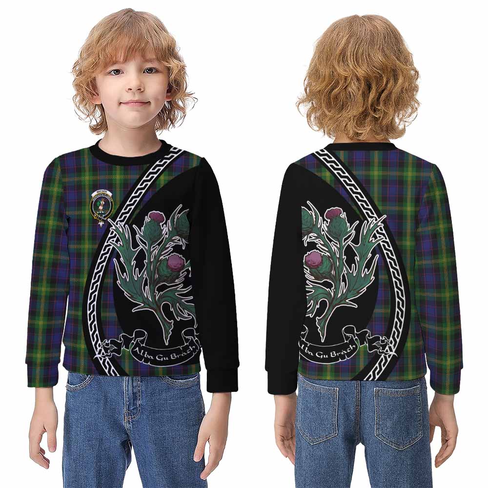 Watson Family Crest Tartan Kid Knitted Sweatshirt Alba Thistle Inspired - Tartan Vibes Clothing