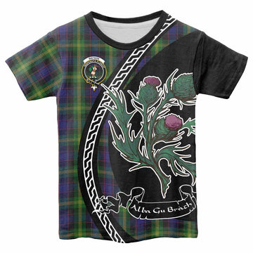 Watson Family Crest Tartan Kid T-shirt Alba Thistle Inspired - Tartan Vibes Clothing