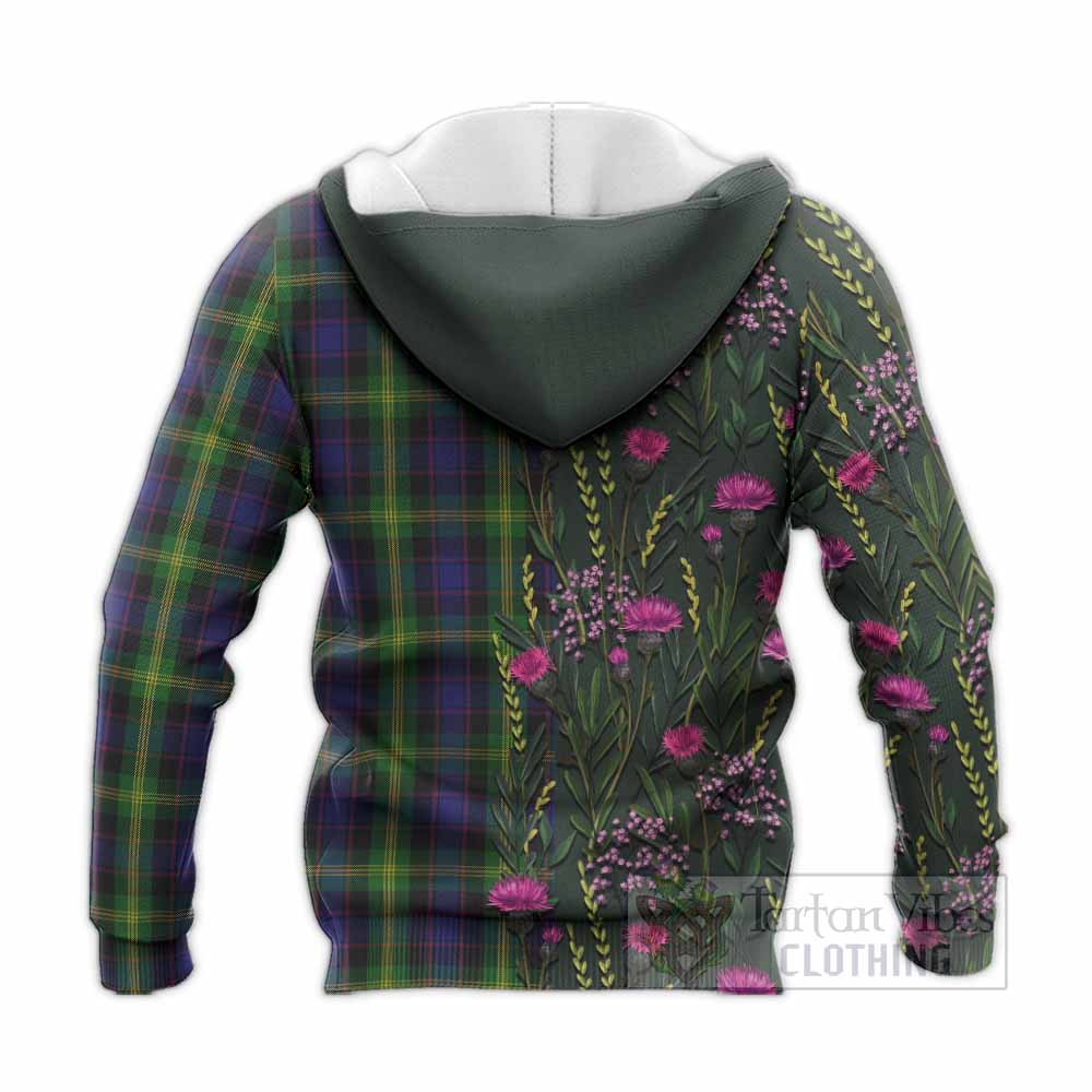 Watson Family Crest Tartan Knitted Hoodie Scottish Thistle Flower Pattern Half Style - Tartan Vibes Clothing