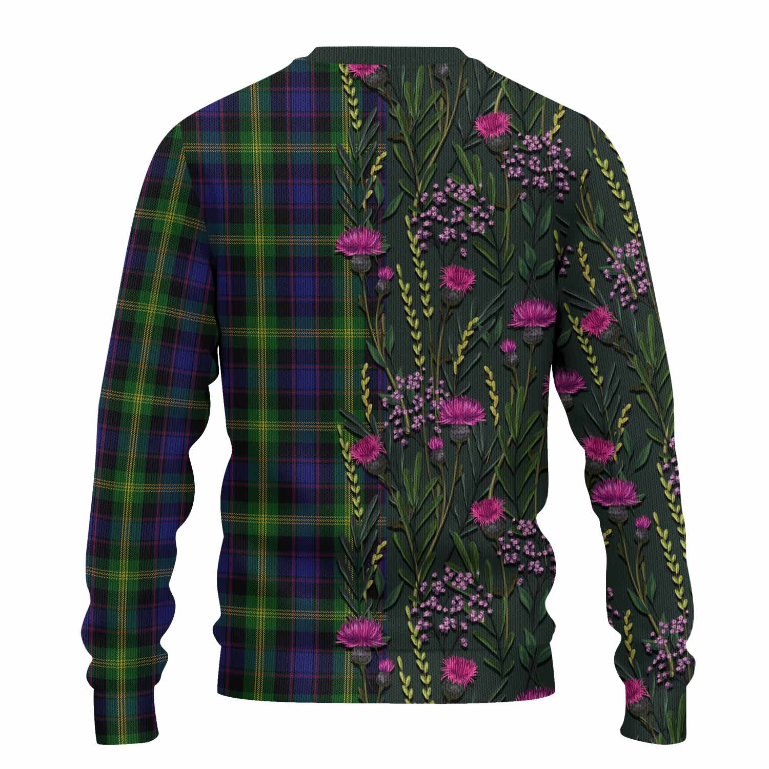 Watson Family Crest Tartan Knitted Sweater Scottish Thistle Flower Pattern Half Style - Tartan Vibes Clothing