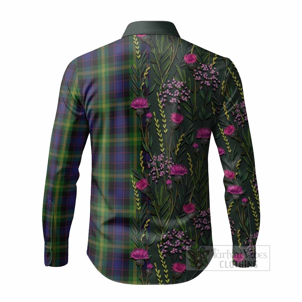 Watson Family Crest Tartan Long Sleeve Button Shirts Scottish Thistle Flower Pattern Half Style - Tartan Vibes Clothing