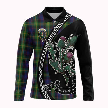 Watson Family Crest Tartan Long Sleeve Polo Shirt Alba Thistle Inspired - Tartan Vibes Clothing