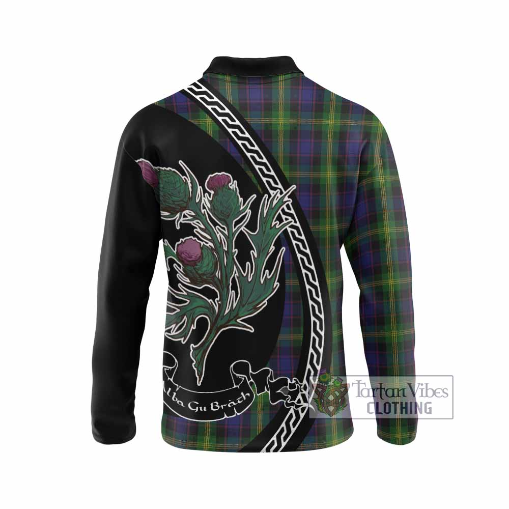 Watson Family Crest Tartan Long Sleeve Polo Shirt Alba Thistle Inspired - Tartan Vibes Clothing