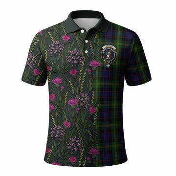 Watson Family Crest Tartan Polo Shirt Scottish Thistle Flower Pattern Half Style