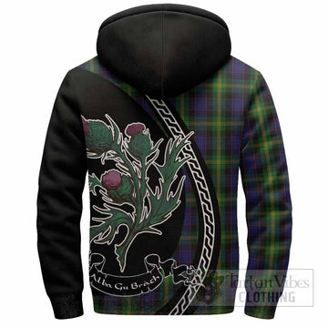 Watson Family Crest Tartan Sherpa Hoodie Alba Thistle Inspired