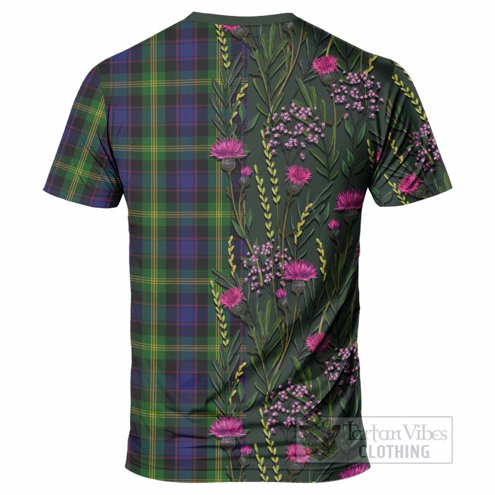 Watson Family Crest Tartan T-Shirt Scottish Thistle Flower Pattern Half Style - Tartan Vibes Clothing