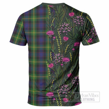 Watson Family Crest Tartan T-Shirt Scottish Thistle Flower Pattern Half Style - Tartan Vibes Clothing