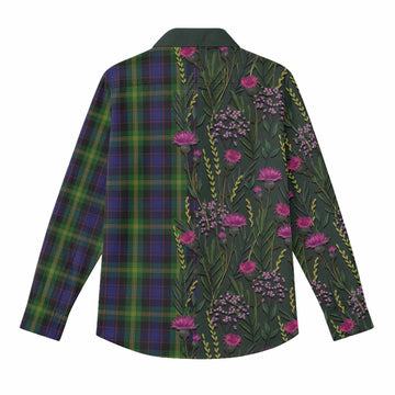 Watson Family Crest Tartan Women Casual Shirt Scottish Thistle Flower Pattern Half Style