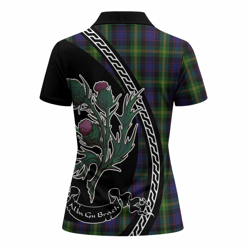 Watson Family Crest Tartan Women Polo Shirt Alba Thistle Inspired - Tartan Vibes Clothing