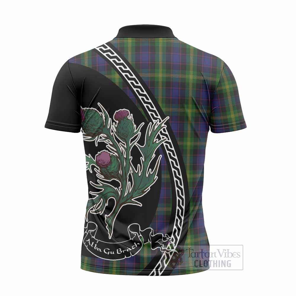 Watson Family Crest Tartan Zipper Polo Shirt Alba Thistle Inspired - Tartan Vibes Clothing