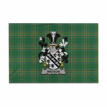 Tartan Vibes Clothing Watson Irish Clan Tartan House Flag with Coat of Arms