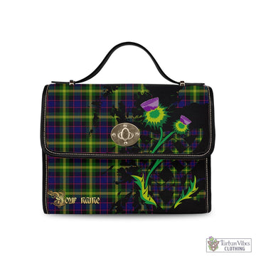 Watson Modern Tartan Waterproof Canvas Bag with Scotland Map and Thistle Celtic Accents