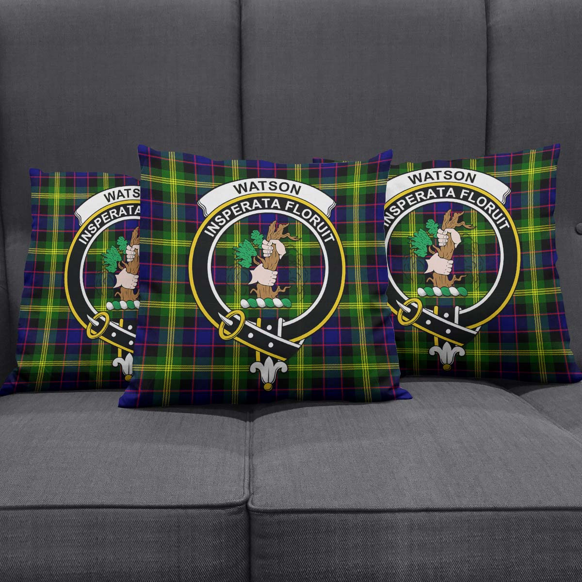 Watson Modern Tartan Pillow Cover with Family Crest Square Pillow Cover - Tartanvibesclothing