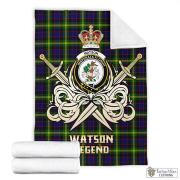 Watson Modern Tartan Blanket with Clan Crest and the Golden Sword of Courageous Legacy