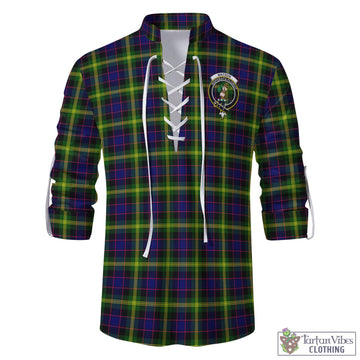 Watson Modern Tartan Men's Scottish Traditional Jacobite Ghillie Kilt Shirt with Family Crest