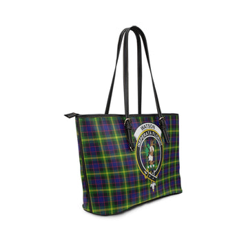 Watson Modern Tartan Leather Tote Bag with Family Crest