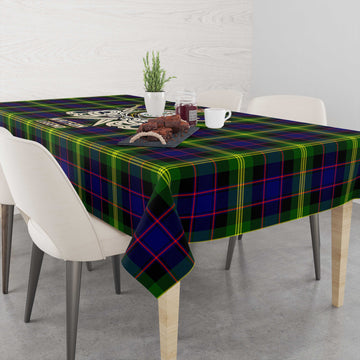 Watson Modern Tartan Tablecloth with Clan Crest and the Golden Sword of Courageous Legacy