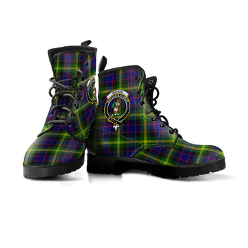 Watson Modern Tartan Leather Boots with Family Crest