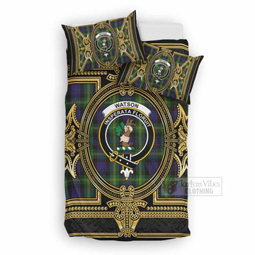 Watson Scottish Tartan Crest Bedding Set Royal Stylized