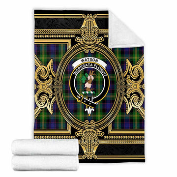 Watson Scottish Tartan Crest Blanket Royal Stylized