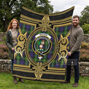 Watson Scottish Tartan Crest Blanket Royal Stylized