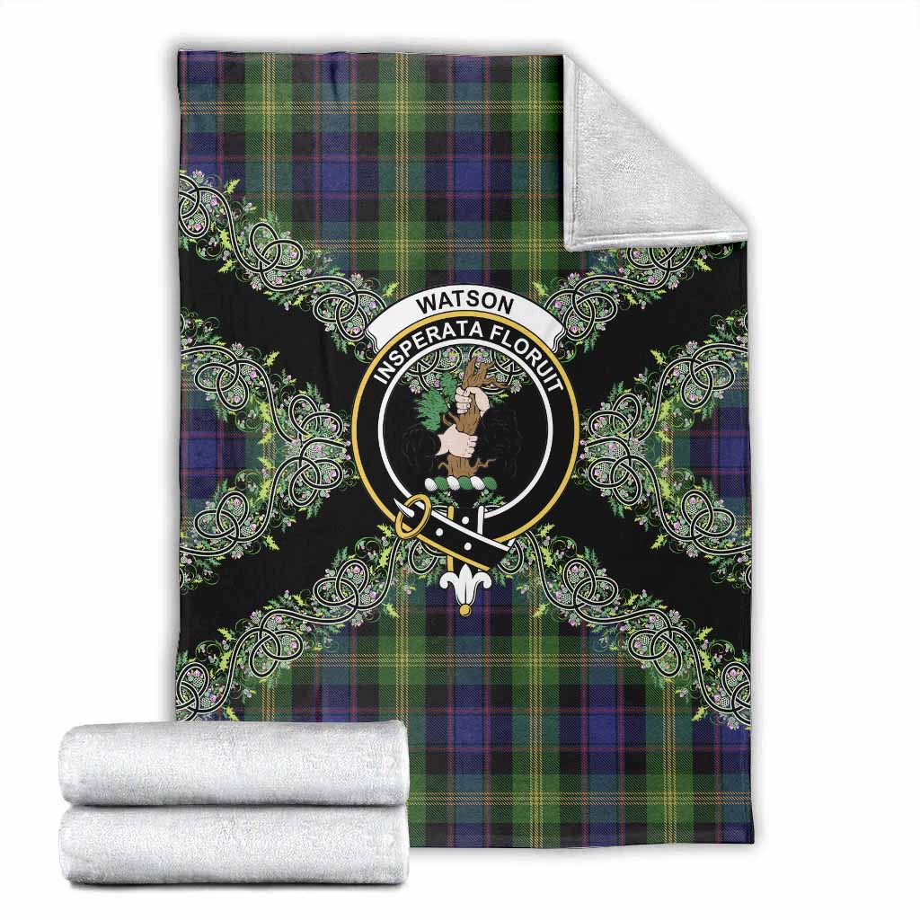 Watson Scottish Tartan Crest Blanket Thistle Celtic Knotwork Heritage Art