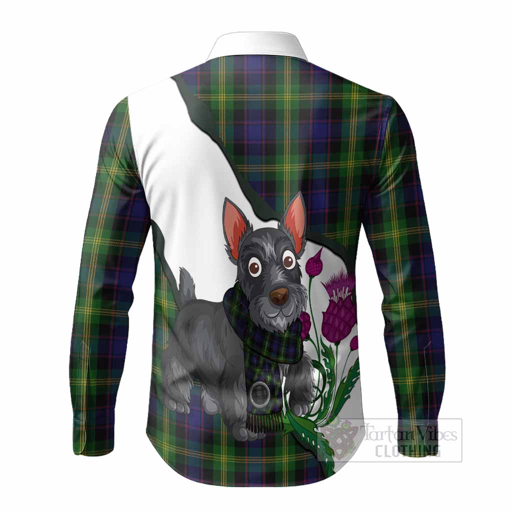 Watson Scottish Terrier Tartan Crest Long Sleeve Button Shirts Thistle Heritage Art