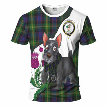Watson Scottish Terrier Tartan Crest T-Shirt Thistle Heritage Art