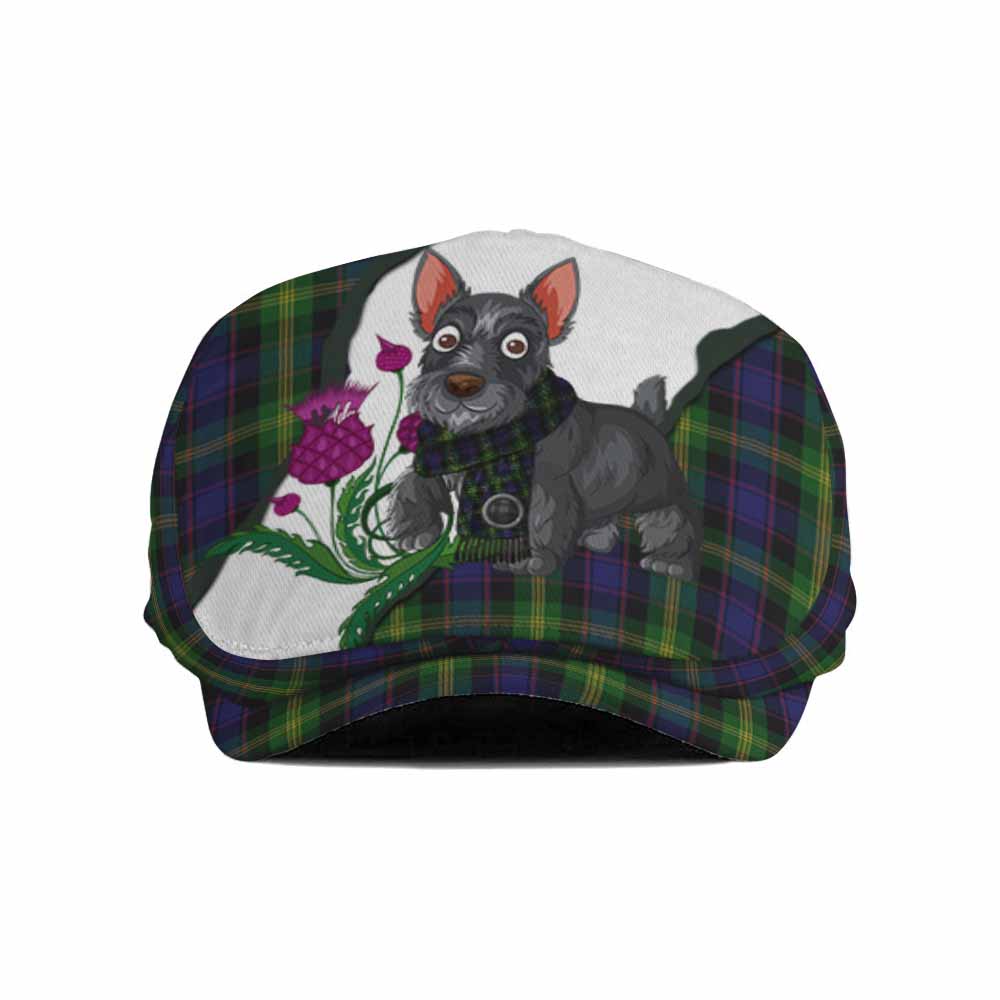 Watson Scottish Terrier Tartan Flat Cap, Jeff Cap Thistle Heritage Art Flat Cap - Tartan Vibes Clothing