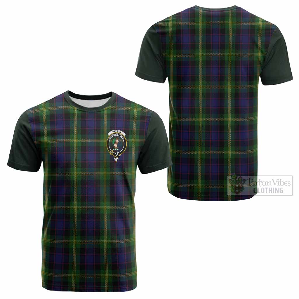 Watson Tartan Accent Cotton T-shirt with Family Crest - Tartan Vibes Clothing
